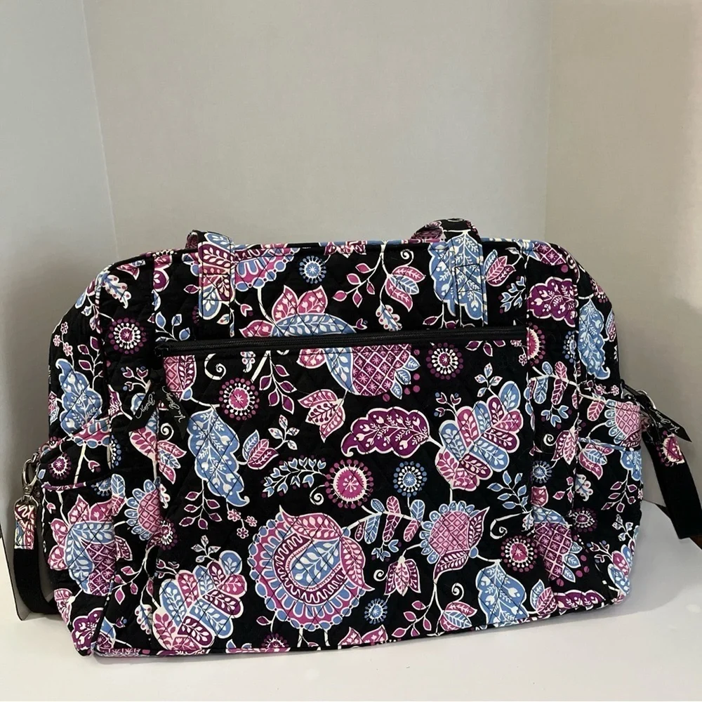 Vera Bradley Stroll Around Baby Diaper Bag “Alpine Floral” Pink Blue Black Md